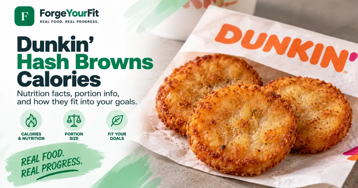 Three Dunkin hash brown rounds served on a paper wrapper